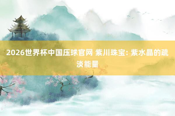2026世界杯中国压球官网 紫川珠宝: 紫水晶的疏淡能量