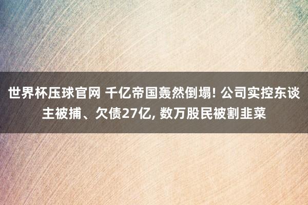 世界杯压球官网 千亿帝国轰然倒塌! 公司实控东谈主被捕、欠债27亿， 数万股民被割韭菜