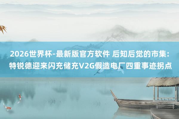 2026世界杯-最新版官方软件 后知后觉的市集: 特锐德迎来闪充储充V2G假造电厂四重事迹拐点
