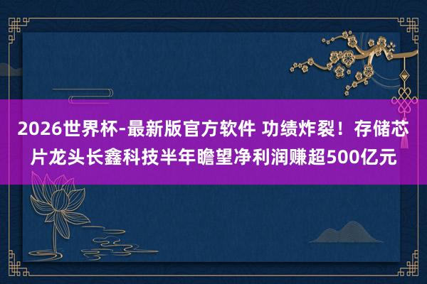 2026世界杯-最新版官方软件 功绩炸裂！存储芯片龙头长鑫科技半年瞻望净利润赚超500亿元