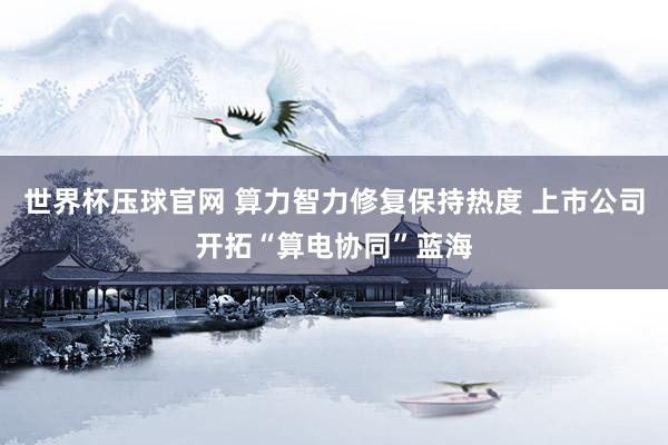 世界杯压球官网 算力智力修复保持热度 上市公司开拓“算电协同”蓝海