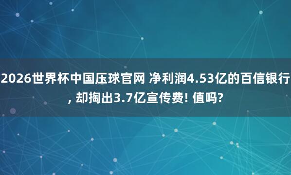 2026世界杯中国压球官网 净利润4.53亿的百信银行， 却掏出3.7亿宣传费! 值吗?