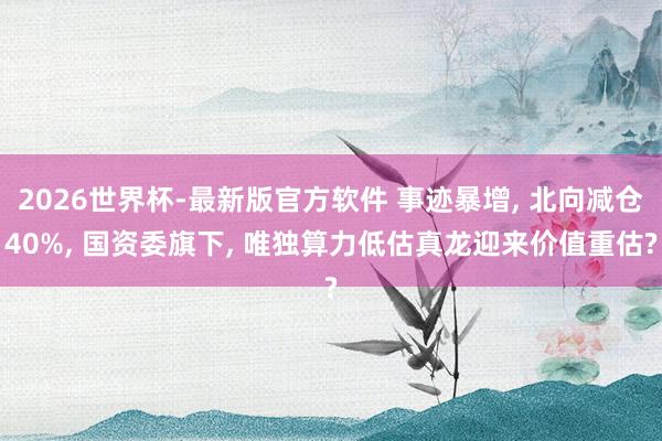 2026世界杯-最新版官方软件 事迹暴增， 北向减仓40%， 国资委旗下， 唯独算力低估真龙迎来价值重估?