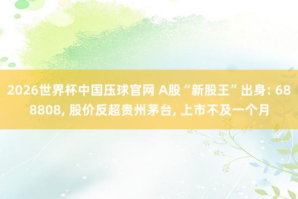 2026世界杯中国压球官网 A股“新股王”出身: 688808， 股价反超贵州茅台， 上市不及一个月