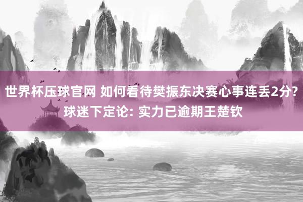 世界杯压球官网 如何看待樊振东决赛心事连丢2分? 球迷下定论: 实力已逾期王楚钦