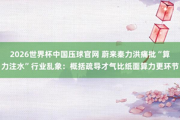 2026世界杯中国压球官网 蔚来秦力洪痛批“算力注水”行业乱象：概括疏导才气比纸面算力更环节