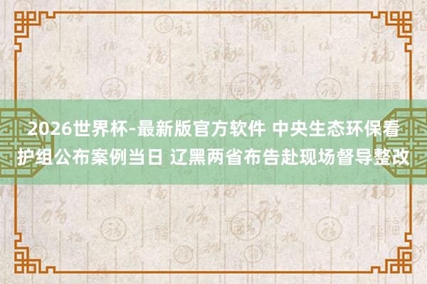 2026世界杯-最新版官方软件 中央生态环保看护组公布案例当日 辽黑两省布告赴现场督导整改