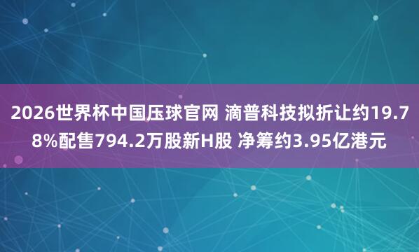 2026世界杯中国压球官网 滴普科技拟折让约19.78%配售794.2万股新H股 净筹约3.95亿港元