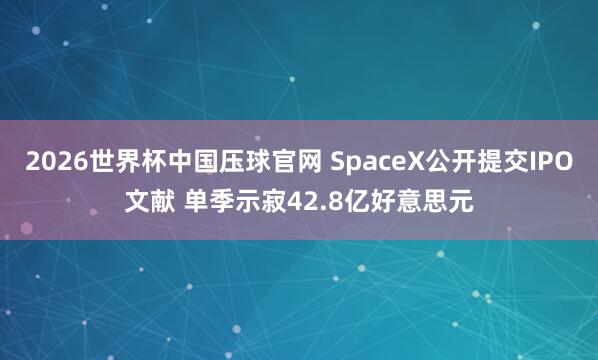 2026世界杯中国压球官网 SpaceX公开提交IPO文献 单季示寂42.8亿好意思元