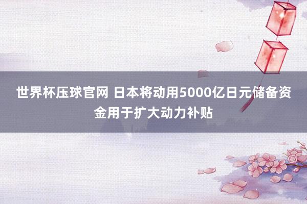 世界杯压球官网 日本将动用5000亿日元储备资金用于扩大动力补贴