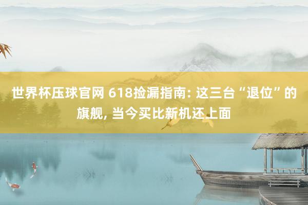 世界杯压球官网 618捡漏指南: 这三台“退位”的旗舰， 当今买比新机还上面