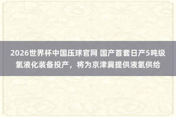 2026世界杯中国压球官网 国产首套日产5吨级氢液化装备投产，将为京津冀提供液氢供给