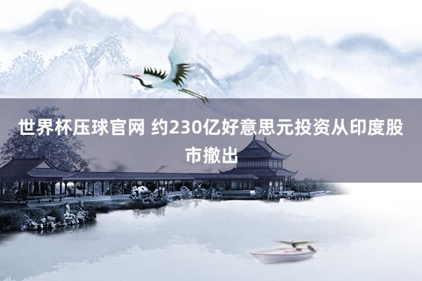 世界杯压球官网 约230亿好意思元投资从印度股市撤出