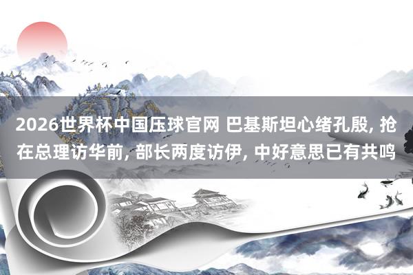 2026世界杯中国压球官网 巴基斯坦心绪孔殷， 抢在总理访华前， 部长两度访伊， 中好意思已有共鸣