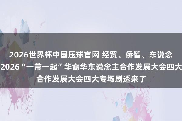 2026世界杯中国压球官网 经贸、侨智、东说念主文、后生！2026“一带一起”华裔华东说念主合作发展大会四大专场剧透来了