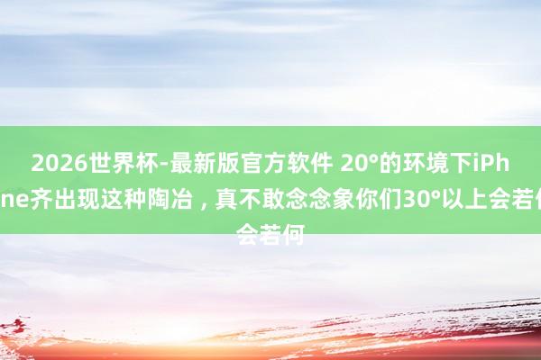2026世界杯-最新版官方软件 20°的环境下iPhone齐出现这种陶冶 ， 真不敢念念象你们30°以上会若何