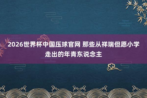 2026世界杯中国压球官网 那些从祥瑞但愿小学走出的年青东说念主
