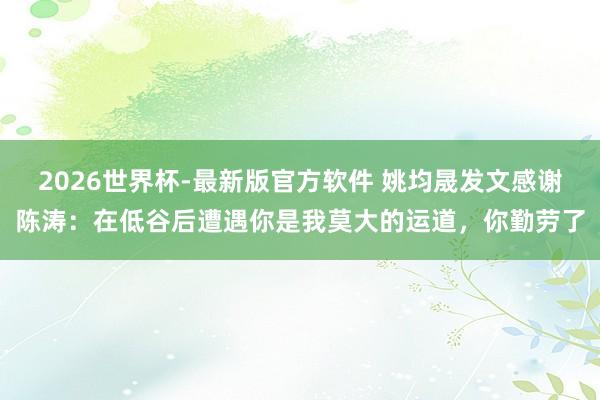 2026世界杯-最新版官方软件 姚均晟发文感谢陈涛：在低谷后遭遇你是我莫大的运道，你勤劳了