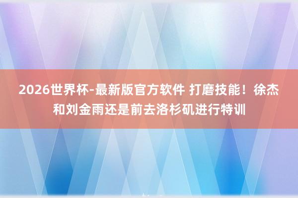 2026世界杯-最新版官方软件 打磨技能！徐杰和刘金雨还是前去洛杉矶进行特训