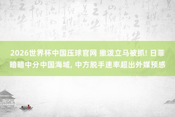 2026世界杯中国压球官网 撒泼立马被抓! 日菲暗暗中分中国海域， 中方脱手速率超出外媒预感