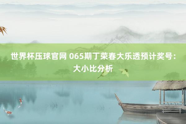 世界杯压球官网 065期丁荣春大乐透预计奖号：大小比分析