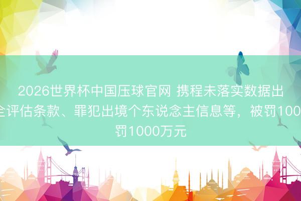 2026世界杯中国压球官网 携程未落实数据出境安全评估条款、罪犯出境个东说念主信息等，被罚1000万元